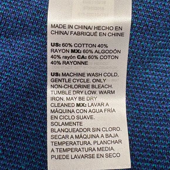 NWT Chico's size 3 (XL/16) Blue Teal Floral Print Knit Tunic Sweater 3/4 Sleeve - Picture 6 of 9